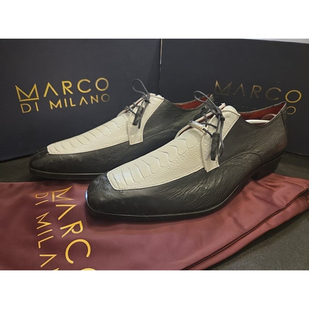 Marco Di Milano Andretti Ostrich Leg Shoes Black / White US 11.5
